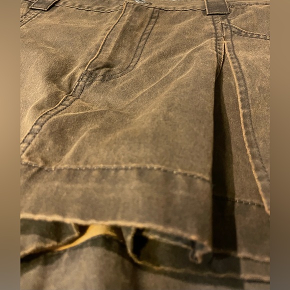 Zara Faded‎ Brown Faux Leather Pleated Mini Skirt Skort Boho Moto Size Medium - Picture 5 of 6